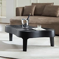 47.24''Fiberglass Clound Coffee Table for Living Room,Matte Black Relief Table front of the Sofa, Irregular Center Table for Apartment,No Need Assembl