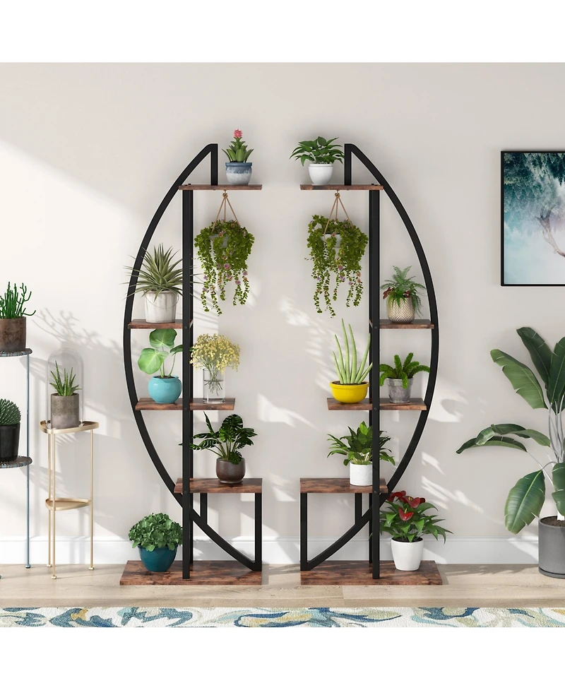Tribesigns Multi-Purpose Curved Display Shelf Bonsai Flower Plant Stand Rack,5-Tier Plant Stand Pack of 2