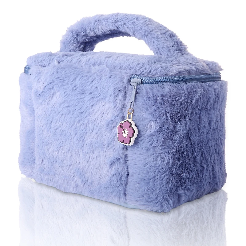 Disney Stitch Fluffy Travel Cosmetic Bag - Cute Plush Makeup Cosmetic Jewelry Case