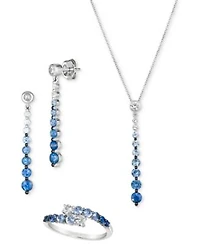 Le Vian Denim Ombre White Sapphire Ring Earrings Necklace