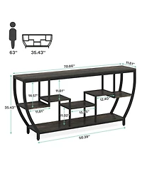 Tribesigns Rustic Console Table with Storage and Shelves,70.9 Inch Long Industrial Entryway Tv Stand