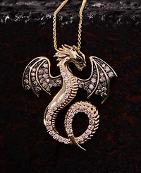 Le Vian Chocolate Diamond, Nude Diamond & Blackberry Diamond Dragon Pendant Necklace (1 ct. t.w) in 14k Honey Gold