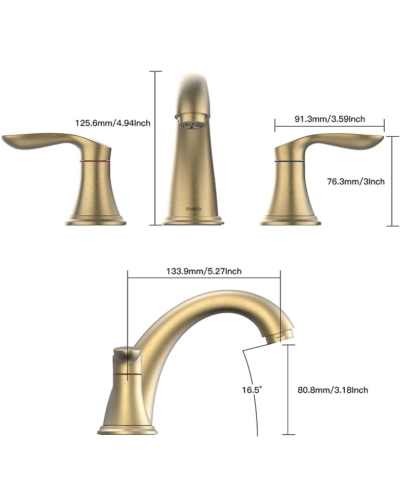 gaomon Bathroom Sink Faucet, Widespread Brushed Bathroom Faucet 3 Hole