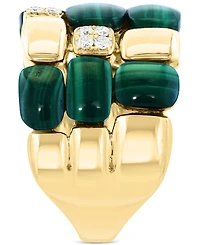 Effy Malachite & Diamond (1/5 ct. t.w.) Triple Row Statement Ring in 14k Gold