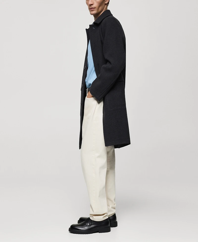 Mango Men's Pocketed Wool Coat