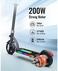H40 Kids Electric Scooter with 180W Motor & Led Visible Display, 10 Mph, Colorful Lights, Adjustable Speed and Height, for Ages
