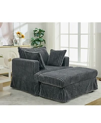Streamdale Oversized Corduroy Chaise Lounge with Ottoman