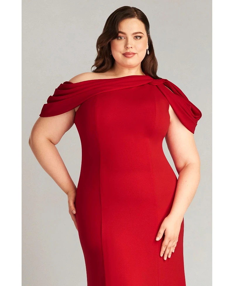Tadashi Shoji Plus Size Copley Shoulder Drape Gown