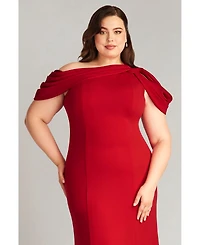 Tadashi Shoji Plus Size Copley Shoulder Drape Gown