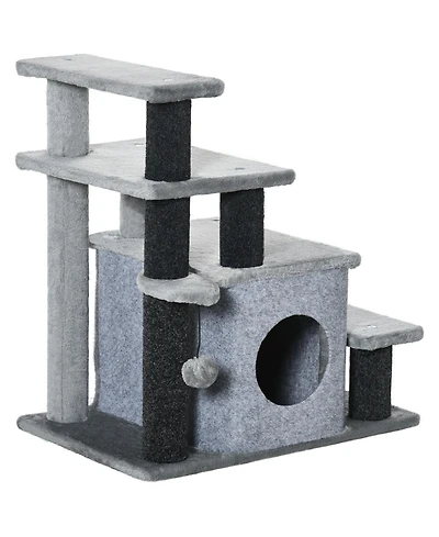 PawHut Pet Stairs, Adjustable Height 3 Step/4 Step Cat Steps,