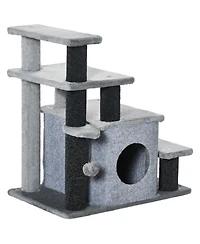 PawHut Pet Stairs, Adjustable Height 3 Step/4 Step Cat Steps,