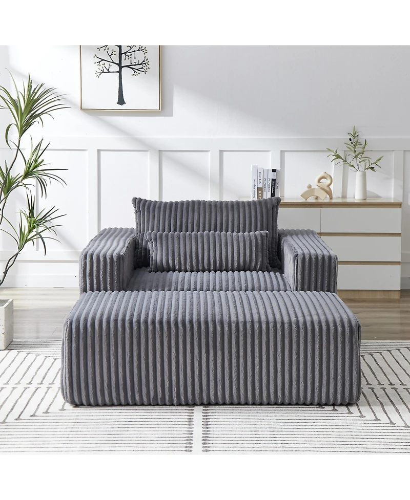 Streamdale Corduroy Sponge Sofa Lounge Chair with Removable Footrest