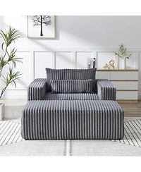 Streamdale Corduroy Sponge Sofa Lounge Chair with Removable Footrest