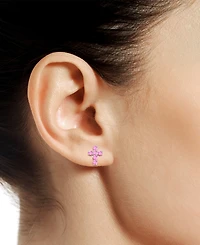 Lab Grown Sapphire Cross Stud Earrings (1 ct. t.w.) 10k White Gold (Also Grow Ruby, Pink Sapphire, & Opal)