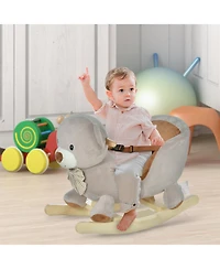 Qaba Baby Rocking Horse, Plush Animal Rocker w/ Realistic Sound, Pedals