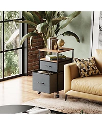 Mobile File Cabinet, Rolling Printer Stand with Open Storage Shelf, Fabric Vertical Filing Cabinet fits A4 or Letter Size for Home Office