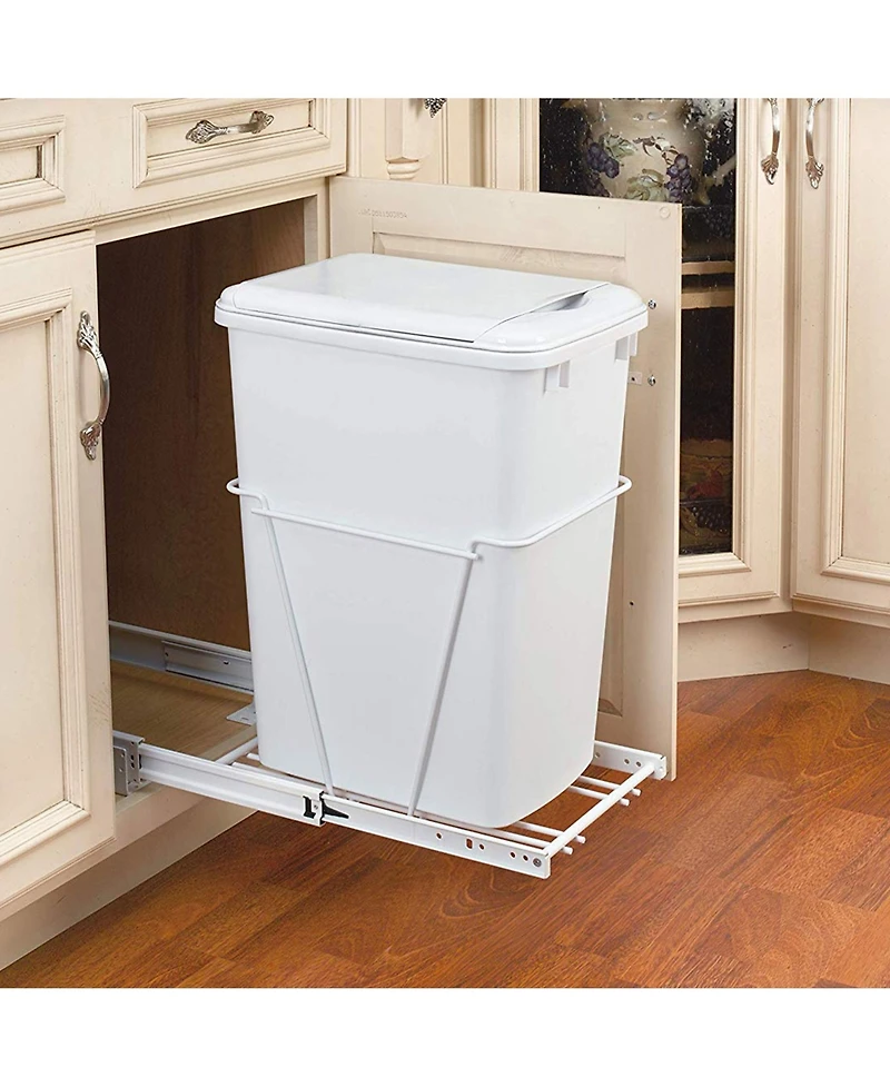 Rev-a-Shelf Single Pullout 35 qt. Sliding Trash Can for Kitchen Cabinet, Rv-12PB
