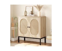 gaomon Buffet Cabinet, Rattan Storage Cabinet with Doors and Shelves, Accent Sideboard, Console Entryway for Livi