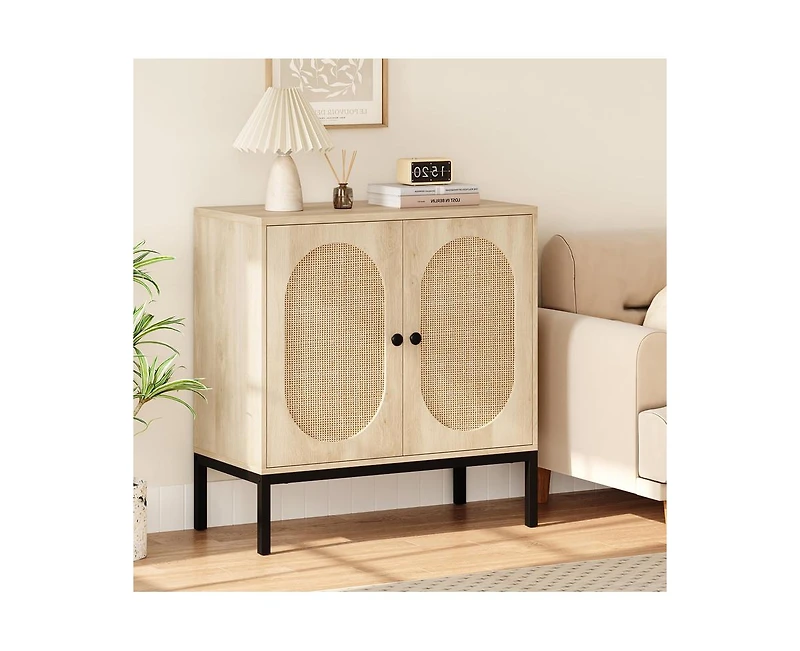 gaomon Buffet Cabinet, Rattan Storage Cabinet with Doors and Shelves, Accent Sideboard, Console Entryway for Livi