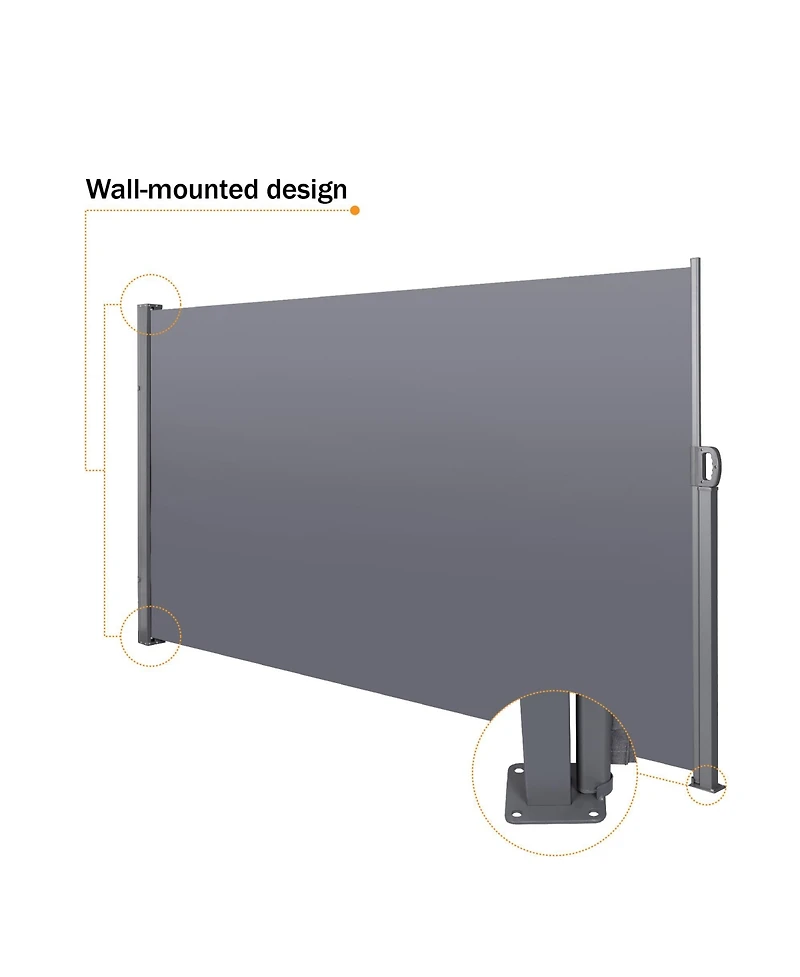 Slickblue Retractable Side Screen Awning, Uv Resistant, Waterproof, Patio Privacy Screen for Garden, Balcony
