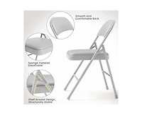 2 Pack Beige Folding Chairs With Padded Cushion and Back, Folding Chairs for Outside, Foldable Chairs With Metal Frame Hold Up to 350 Lbs, Metal Chair