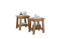 gaomon End Table, Small Side Table, Set of 2 Nightstand with 2-Tier Storage Shelf, Wood Bedside Table, Narrow Side Table Living Room