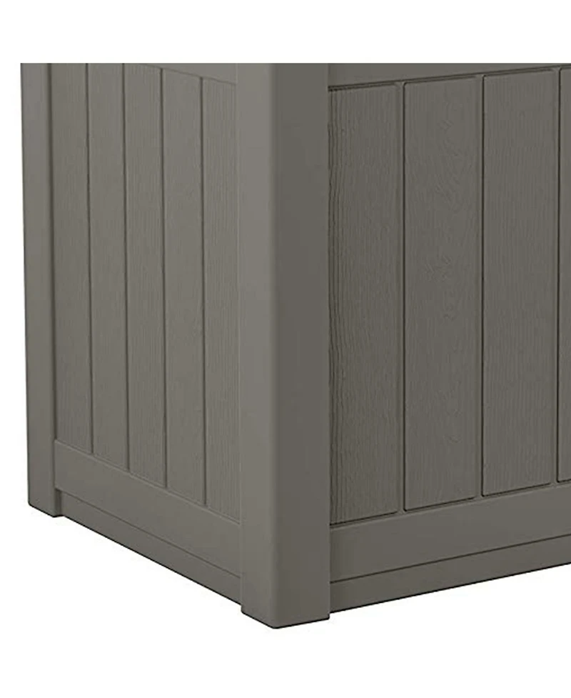 Suncast 22 Gallon Outdoor Patio Small Deck Chest Box with Storage Seat, Stone