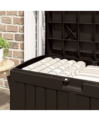 Suncast 50 Gallon Medium Capacity Resin Outdoor Storage Deck Box with Seat, Java