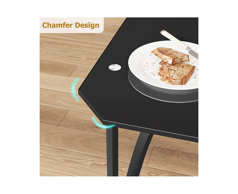 gaomon Glass Dining Table Set for 4, Kitchen Table Chairs Set of 4 with Comfortable Pu Cushion, Dining Room Table Set for 4 with Kitchen Chairs Furnit