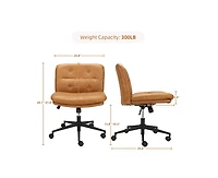 gaomon Armless Criss Cross Chair with Wheels, 360° Height Adjustable Swivel Office Chair, Wide Seat Swivel Leather Desk Chair