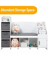 gaomon Kids Bookshelf with Reading Nook, Bookcase with Detachable Cushion