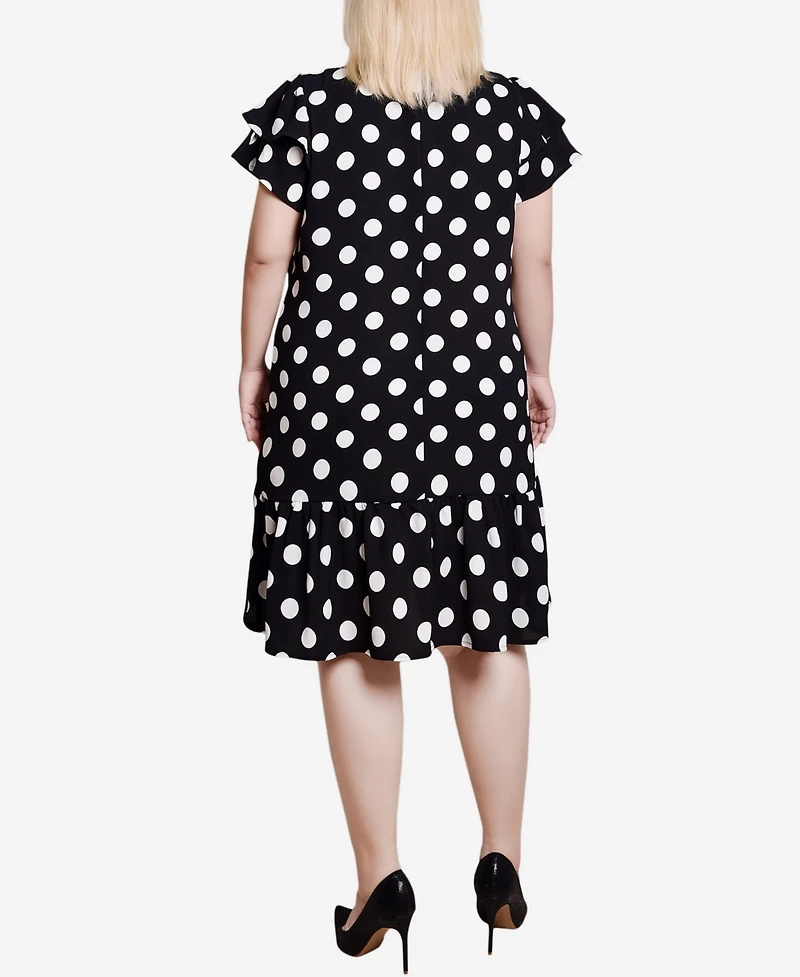 Ny Collection Plus Size Double Layer Flutter Sleeve Dress