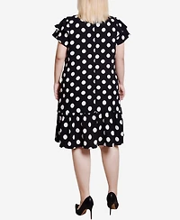 Ny Collection Plus Size Double Layer Flutter Sleeve Dress