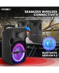 5 Core Tws Pair Bluetooth Party Speakers Portable Karaoke Pa System Rechargeable Loud Speaker + 2X Tripod Stand 4X Wireless Mics Led Light