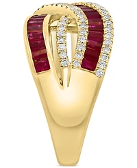 Effy Ruby (1-3/8 ct. t.w.) & Diamond (1/3 ct. t.w.) Crossover Statement Ring in 14k Gold