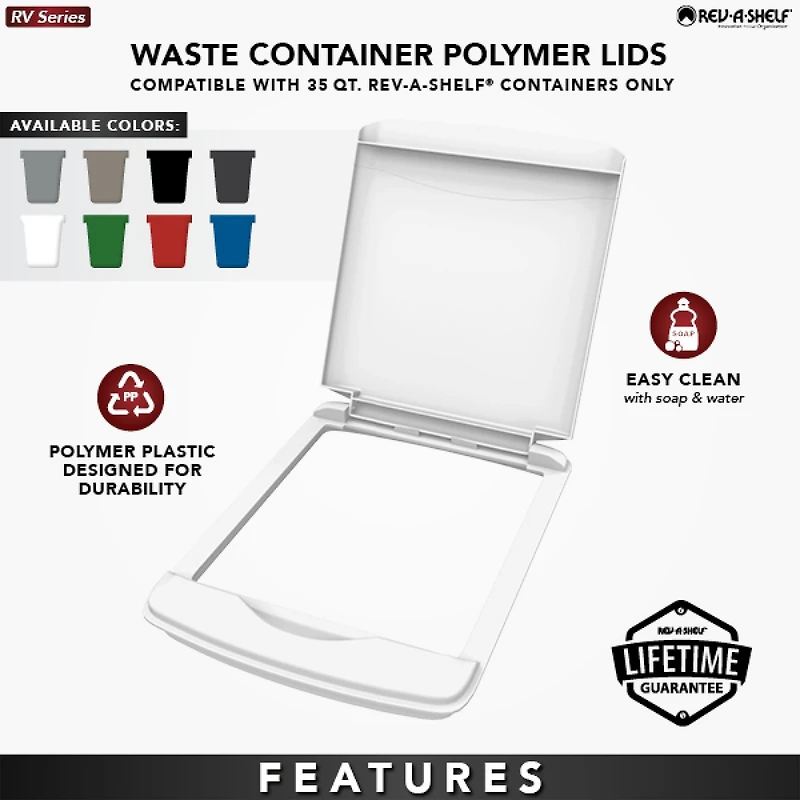 Rev-a-Shelf 35 qt. Trash Can Replacement Lid, Silver (Lid Only), Rv-35-lid-17-1