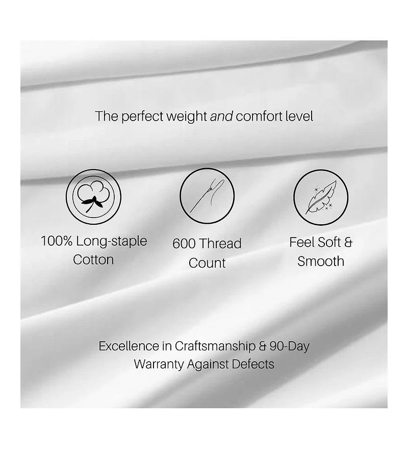 600 Thread Count Solid Cotton Sheets Set, Queen
