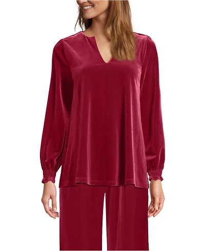Lands' End Women's Long Sleeve Velvet Blouse