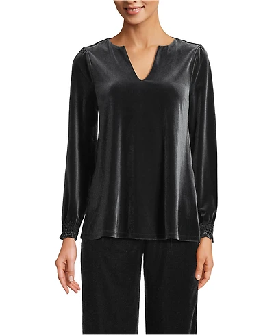 Lands' End Women's Long Sleeve Velvet Blouse
