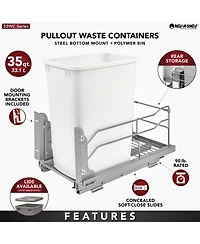 Rev-a-Shelf Pullout Kitchen Trash Can 35 qt. with Soft-close, 53WC-1535SCDM-111