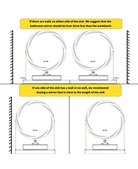 Wisfor Round Circle Lighted Bathroom Mirror Anti Fog Vanity Mirror Stepless Dimming