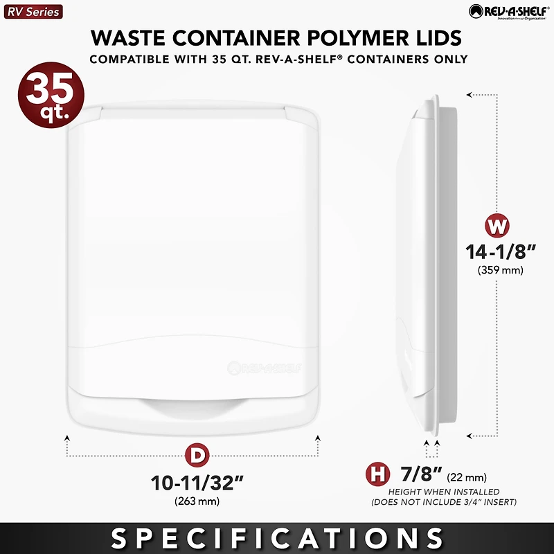 Rev-a-Shelf 35 qt. Trash Can Replacement Lid, Black (Lid Only), Rv-35-lid-18-1