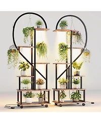 gaomon 2 Pack 6 Tier Tall Plant Stand with Grow Lights Metal Indoor Plant Stand