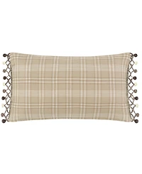 Rose Tree Bird Paradise Woven Checks Boudoir Dec Pillow, 20"x12"