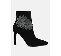 Yarrow Rhinestones Petal Detail Boots