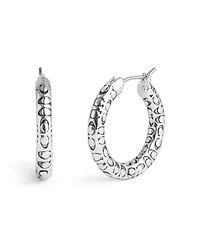 Coach Faux Stone Signature Quilted Hoop Earrings
