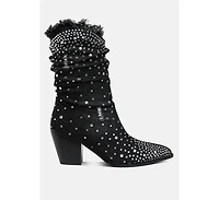 Savant Diamante & Rhinestones Denim Boots
