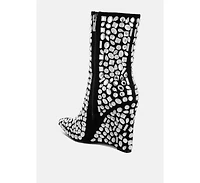 Trend Titan Diamante Slim Wedge Heel Boots