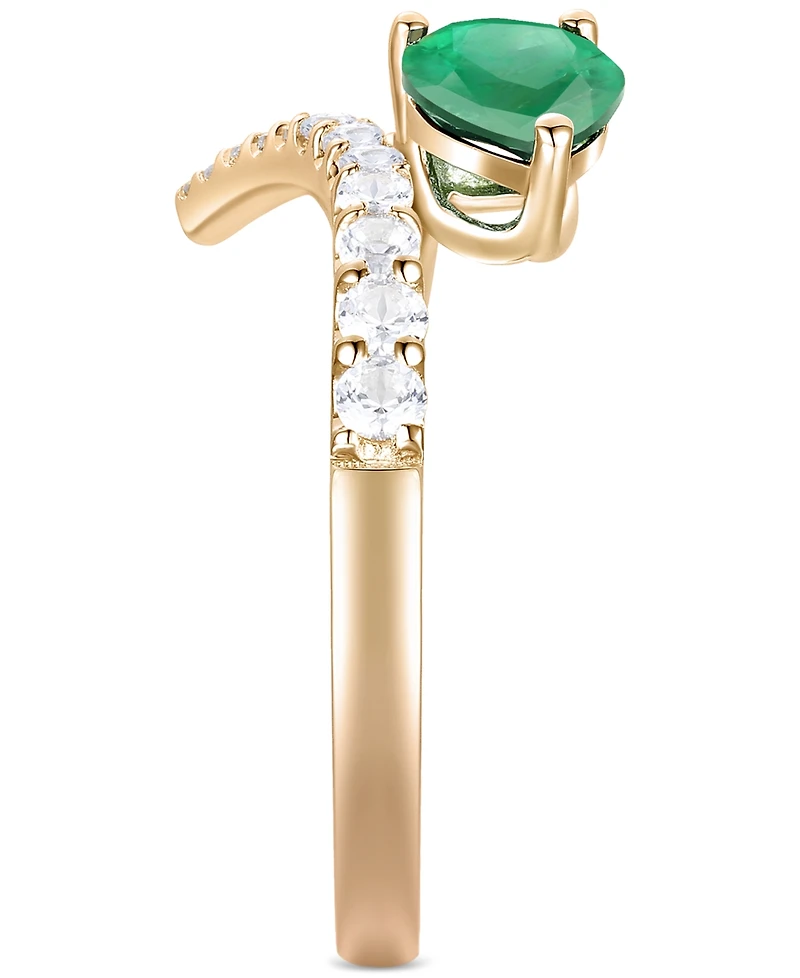 Emerald (5/8 ct. t.w.) & Diamond Bypass Ring (1/3 14k Yellow Gold (Also Available Ruby Sapphire)