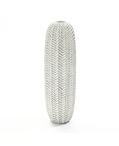 LuxenHome Modern Geometric Pattern Polyresin -Inch Tall Cylinder Vase
